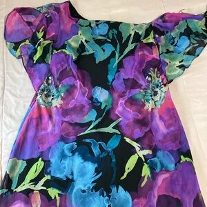 Black background with floral designs classy midi dress